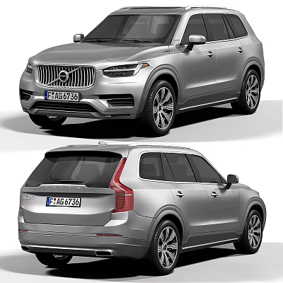 Silver Volvo SUV Front and Rear Exterior Views With Stylish Design Details 3d model