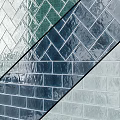 Glossy Ceramic Wall Tiles In Blue Brown Gray With Herringbone Straight Patterns 3d model