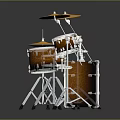 Professional Drum Set With Multiple Drums Cymbals And Chrome Metal Stands