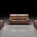 Modern Brown Leather Sofa Set With Three Seater Sofa And Armchairs 3d model