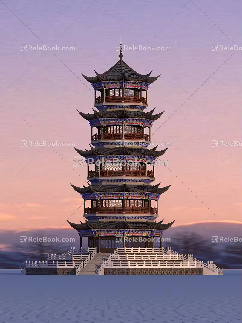 Chinese ancient building tower 3d model