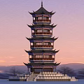 Chinese ancient building tower 3d model