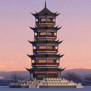 Chinese ancient building tower 3d model