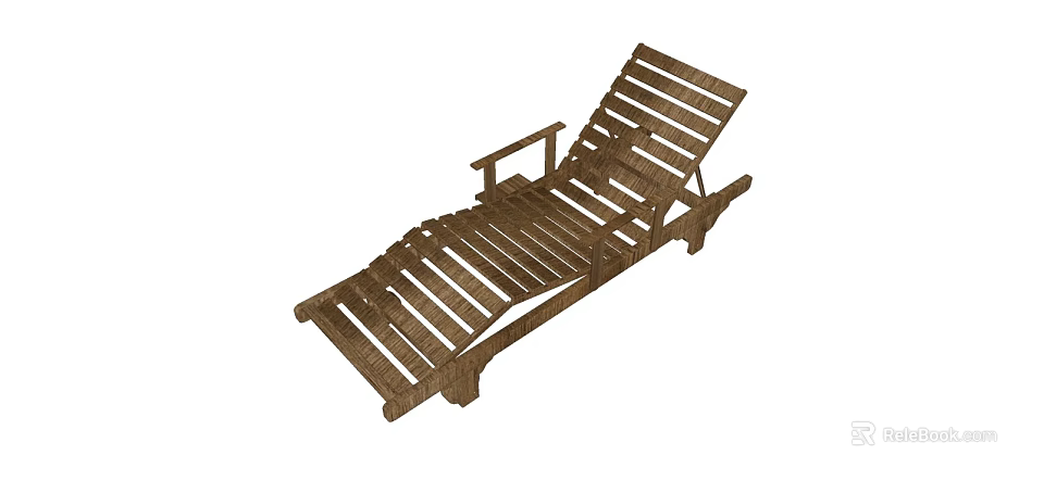 Wooden Outdoor Lounge Chair With Slatted Design For Patio Relaxation 3d model 