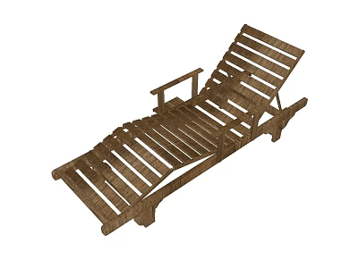 Wooden Outdoor Lounge Chair With Slatted Design For Patio Relaxation 3d model