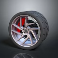 Stylish Car Wheel With Metallic Silver Spoke Rim And Black Treaded Tire Automotive Part