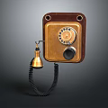 Vintage Wall Mounted Rotary Dial Telephone Classic Brown Gold Coiled Handset Design