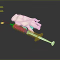 White Protective Gloves And Syringe With Red Blue Liquid Drops For Daily Use