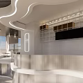 Modern Stylish Restaurant Interior With Open Layout Bar Counter And Unique Lighting 3d model