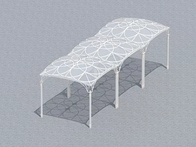White Metal Swing Door With Arched Top And Intricate Lattice For Garden Entrance 3d model