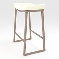 Sleek Bar Stool With White Seat Cushion And Brown Metal Frame Design
