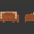 Orange Frame Living Room Furniture Set With Sofa Armchairs And Coffee Table