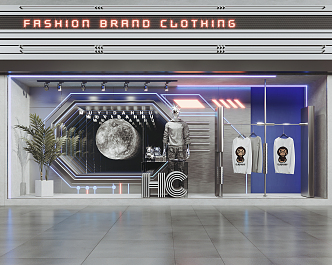 Modern Window Technology Fashion Brand Clothing Store Window 3d model