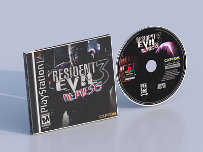 Resident Evil 3 Nemesis PlayStation Game Box And Disc By Capcom Digital Product 3d model