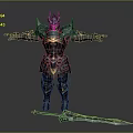 Fantasy Warrior Armor Design With Decorative Sword And Metallic Accents