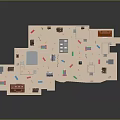 Detailed Architectural Building Layout Model With Colored Marked Rooms And Functional Areas