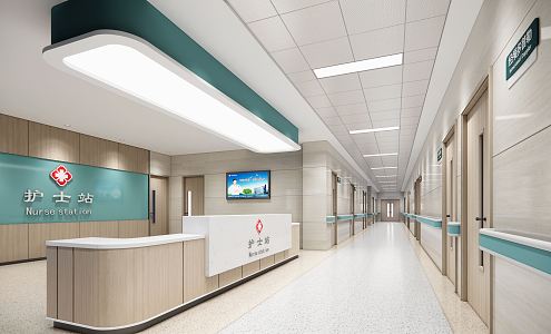 modern nurse station hospital nurse station aisle 3d model