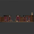 Traditional Wooden Furniture Layout With Bed Chairs Cabinet And Rugs On Circular Wooden Floor