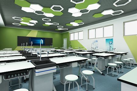 Modern Classroom Biology Laboratory 3d model