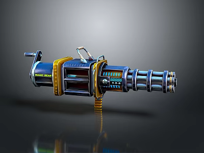 Futuristic Plasma Cannon Weapon With Metallic Structure Control Panel And Glowing Blue Accents 3d model