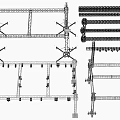 Building Structural Components With Metal Frame Supports Connecting Parts And Beams 3d model
