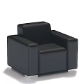 Black Leather Single Sofa With Modern Design Square Armrests And Comfortable Backrest 3d model
