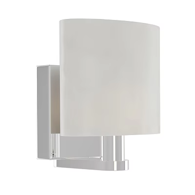 Modern Wall Sconce With White Fabric Shade And Chrome Metal Frame Design 3d model