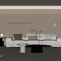Modern living room sofa background wall sofa coffee table combination leisure chair without main lamp 3d model