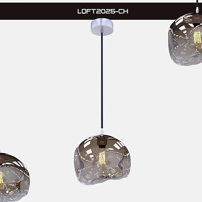 Modern Glass Pendant Lights With Hollow Design And Bulb Inside Hanging From Ceiling 3d model
