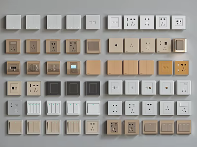 Various Color Modern Switch Panels With Different Designs For Home Interior Use 3d model