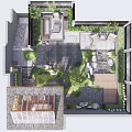 Tranquil Roof Garden Design With Lush Greenery Wooden Pavilion And Stone Pathways