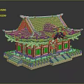 Traditional Asian Architecture With Curved Eaves Green Roof And Golden Decorations