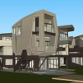 Modern Single Family House With Unique Architectural Design Large Glass Windows And Spacious Terrace
