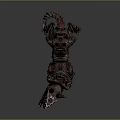 Futuristic Cybernetic Dog Creature With Red Metallic Armor Spiked Claws And Gears