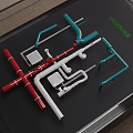 Red White and Turquoise Pipes with Valves and Fittings in Plumbing System