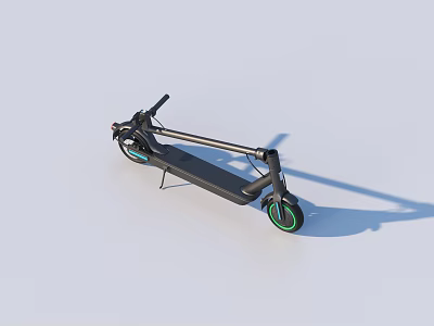 Modern Black Electric Scooter With Green Wheels And Sleek Frame Design 3d model