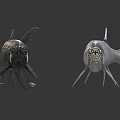 Two Fierce Looking Aquatic Animals With Black And Silver Streamlined Bodies And Sharp Teeth