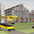 Modern Urban Architecture Scene With High Rise Buildings Plaza And Pedestrians