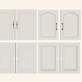 White Kitchen Cabinet Doors With Various Handle Designs And Panel Styles 3d model