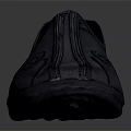 Black Leather Slip On Shoes With Swirl Pattern Stitching And Orange Lining