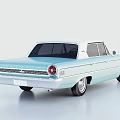 Classic Light Blue Vintage Sedan With Retro Design And White Roof