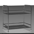 Silver Metal Two Tier Kitchen Storage Rack with Sturdy Handles for Organizing 3d model
