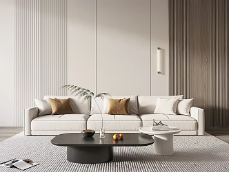 Modern three-seat sofa coffee table combination 3d model