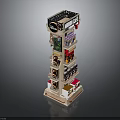 Multi story Commercial Building Model With Shop Facades Signage Window Displays And Detailed Floors