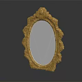 Golden Oval Decorative Mirror With Intricate Carved Frame For Home Decoration