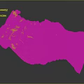 3D Mountainous Terrain Model Featuring Snow Covered Peaks Glacier And Green Valleys