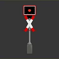 Railroad Crossing Signal Structure With Red Barrier And Warning Light Design