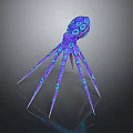 Purple Octopus Shaped Decorative Light With Blue Circular Patterns And Modern Artistic Design 3d model