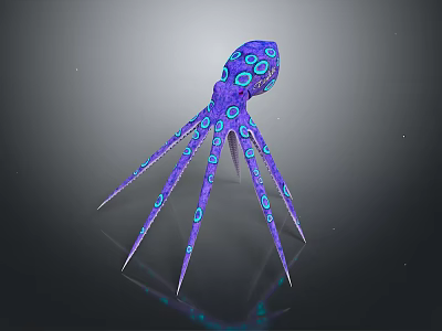 Purple Octopus Shaped Decorative Light With Blue Circular Patterns And Modern Artistic Design 3d model