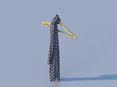 Black Polka Dot Tie Hanging On Yellow Clothes Hanger With Shadow 3d model